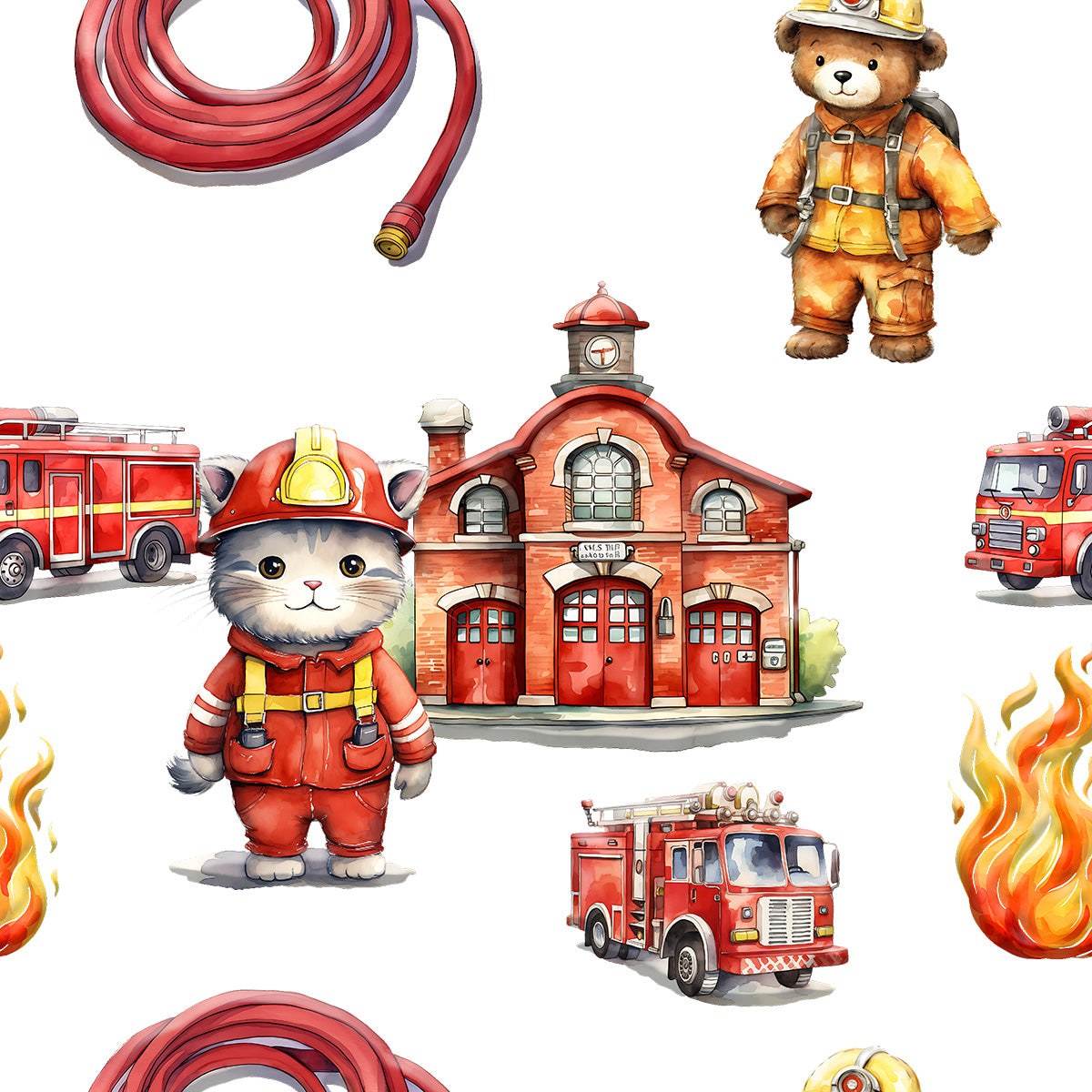 Tissu thème Pompiers plusieurs choix (8 choix)