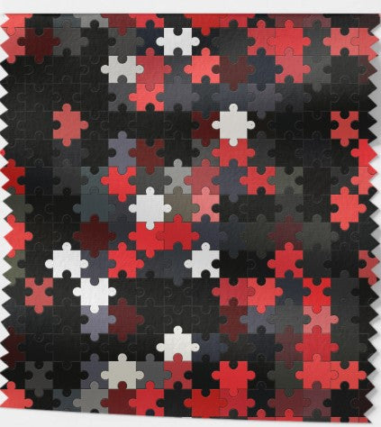 Tissu Imprimé - 4 Motifs Puzzle Multicolore