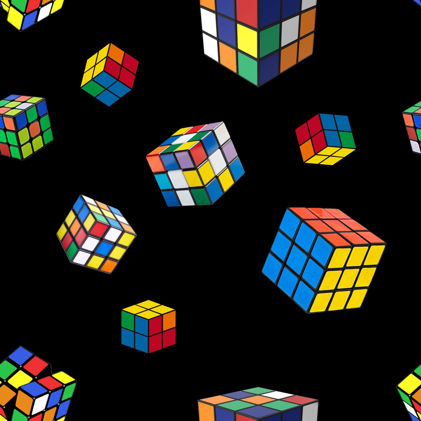Tissu Oeko-Tex Cubes Multicolores – Style Rubik’s Cube