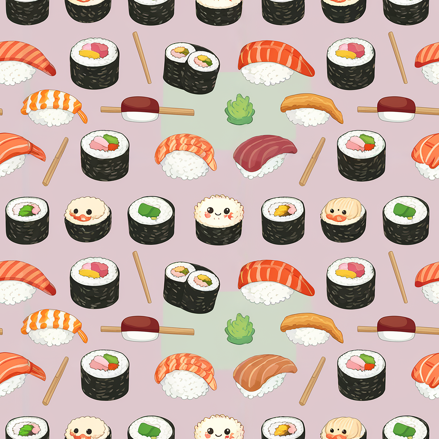 Tissu motif sushi 100% coton oekotex