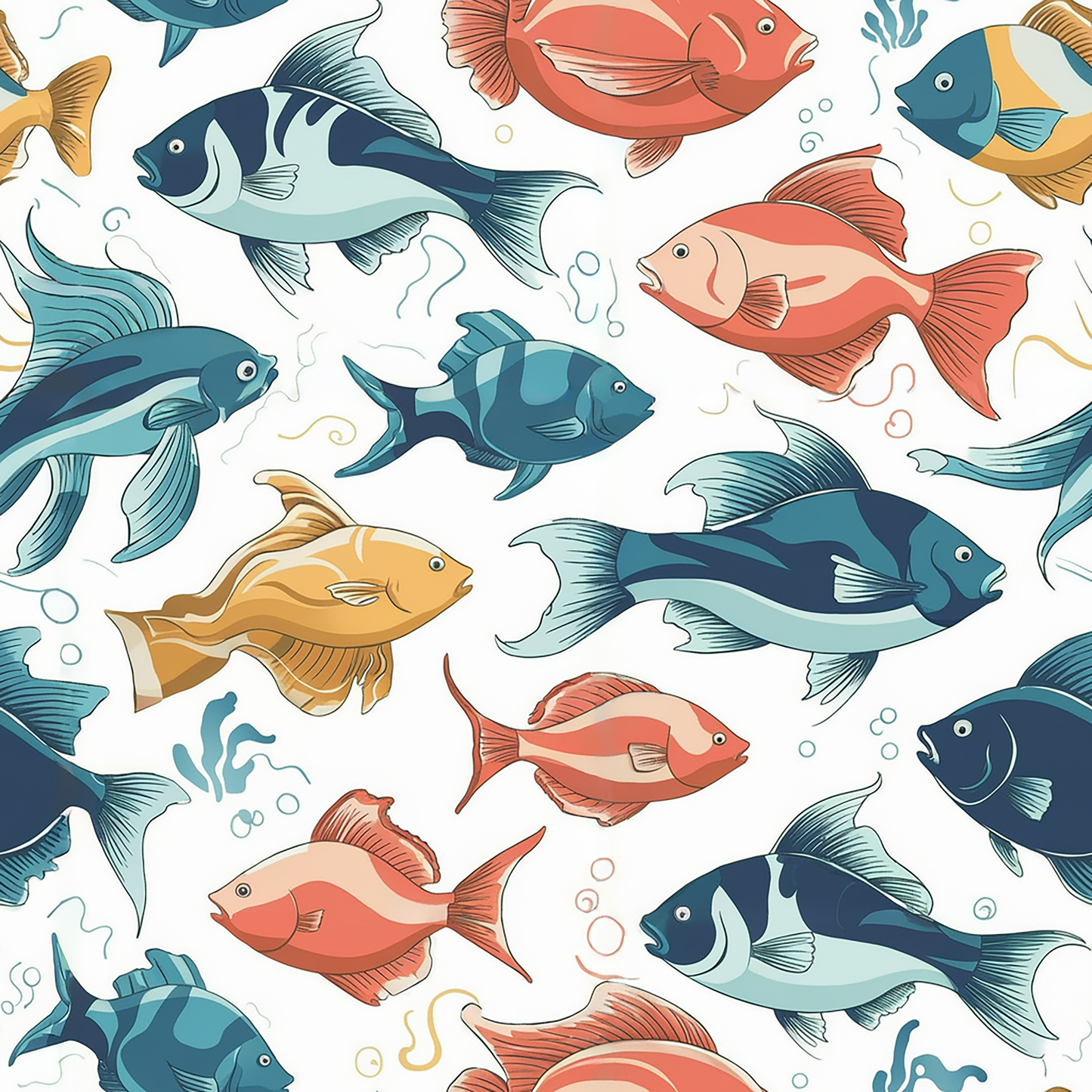 Tissu motif poissons 100% coton oekoteX