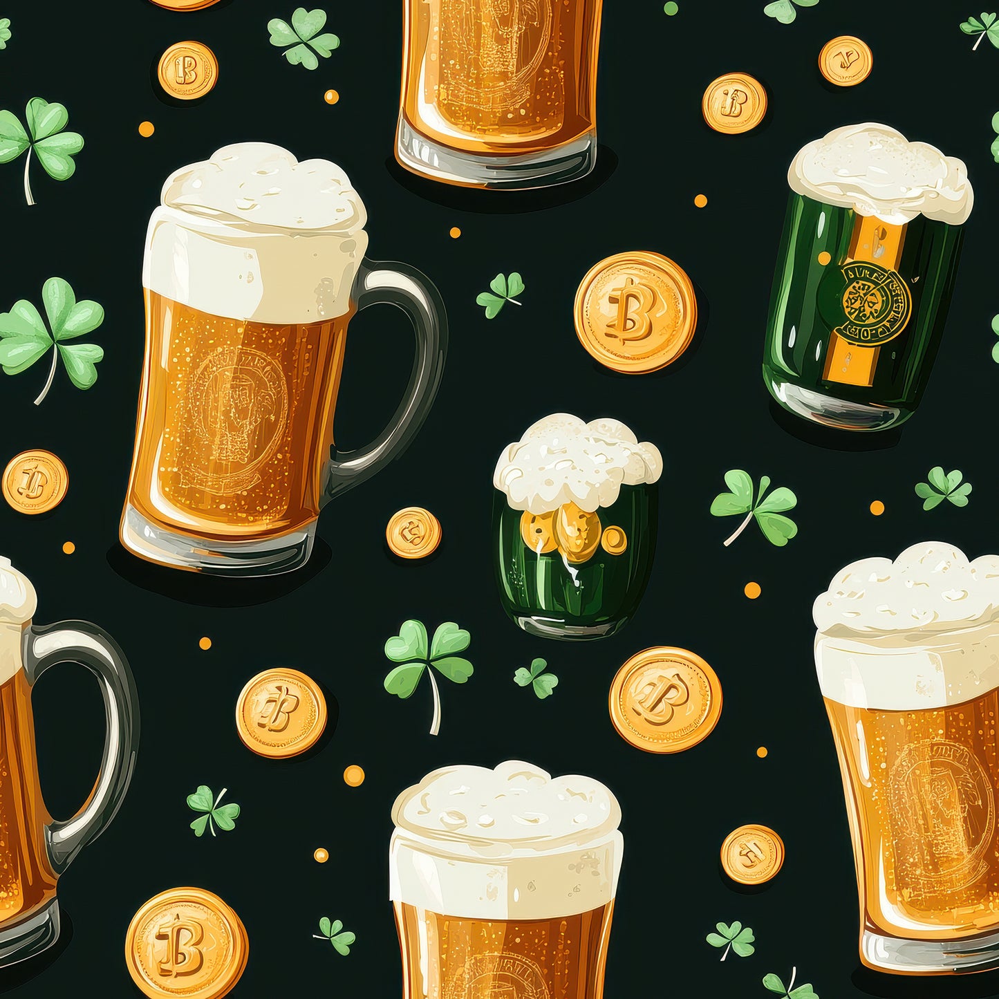 Tissu 100% coton OEKOTEX® - Esprit Saint-Patrick - Trèfles