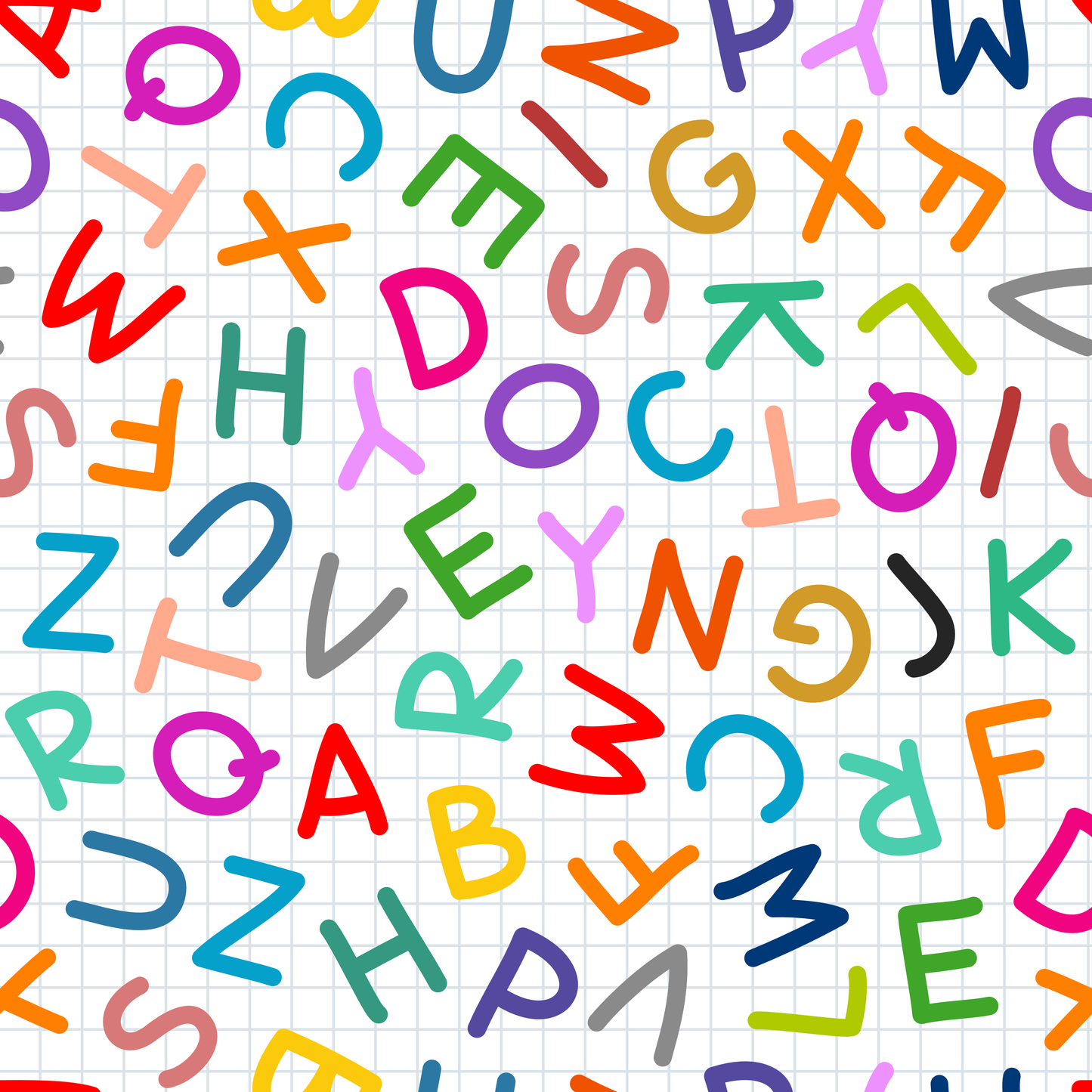 Tissu Imprimé Alphabet Coloré