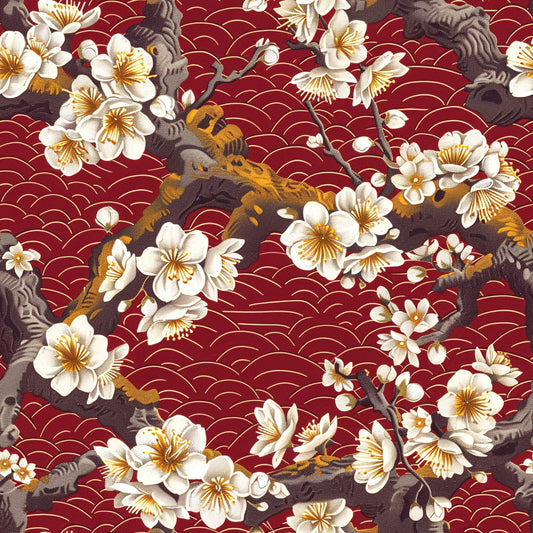 Tissu au Mètre "Fleurs de Cerisier Élégantes"