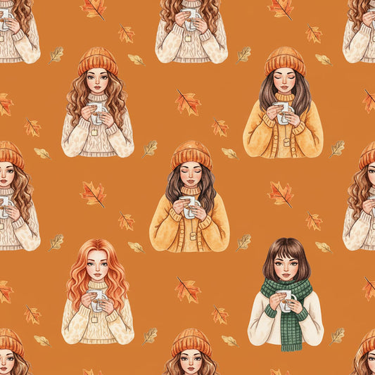 Tissu 100% Coton Oekotex - Thème Automne Cosy