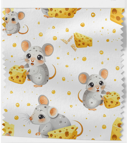 Tissu Enfant Souris et Fromage Oeko-Tex