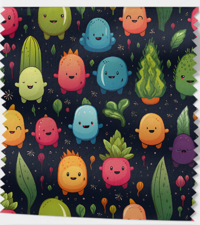 Tissu Enfant Légumes Rigolos Oeko-Tex 100% Coton