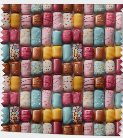 Tissu Chocolats Multicolores Oeko-Tex 100% Coton
