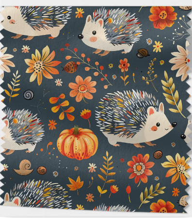 Tissu Hérissons d'Automne Oeko-Tex 100% Coton