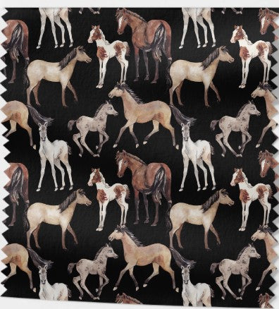 Tissu "Chevaux Majestueux" – 3 Coloris – Éco-Responsable et Certifié OEKOTEX