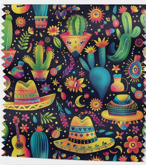 Tissu "Fiesta Mexicaine 3 coloris –Coton Certifié OEKOTEX