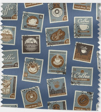 Tissu Motifs Timbres Vintage