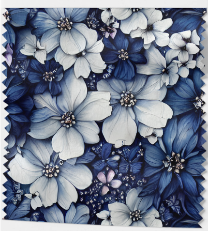 Tissu Fleurs Bleues Élégantes