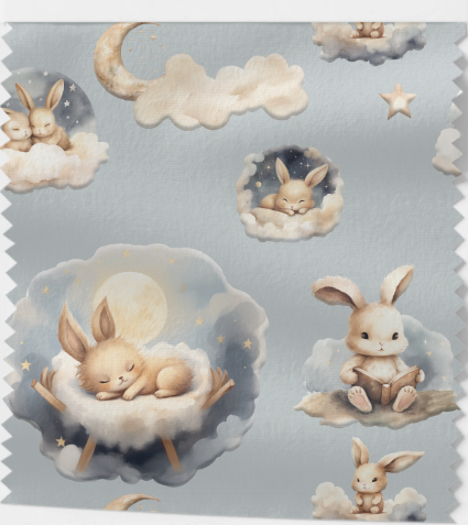 Tissu Lapins rêveurs
