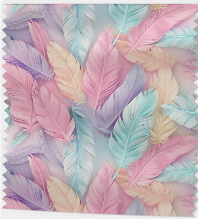 Tissu Plumes Pastel Oeko-Tex 100% Coton