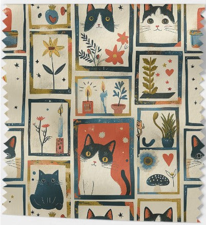 Tissu Imprimé Écologique - Portraits de chats