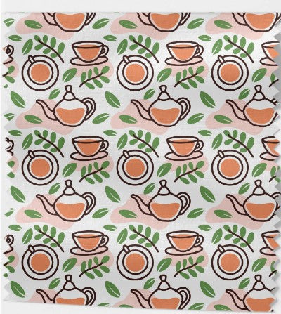 Tissu "Pause Thé Champêtre" – Éco-Responsable et Certifié OEKOTEX