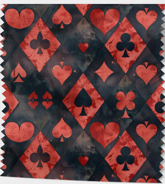 Tissu Coton OEKOTEX - Motifs Jeu de cartes 2 couleurs