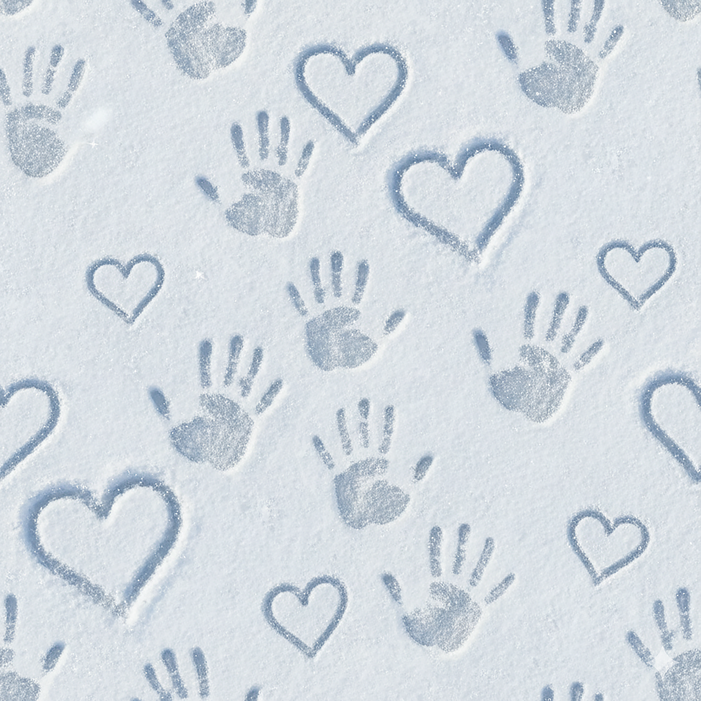 Tissu Coton Empreintes dans la Neige – Mains & Cœurs