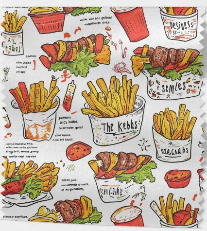Tissu Thème Fast Food Gourmand