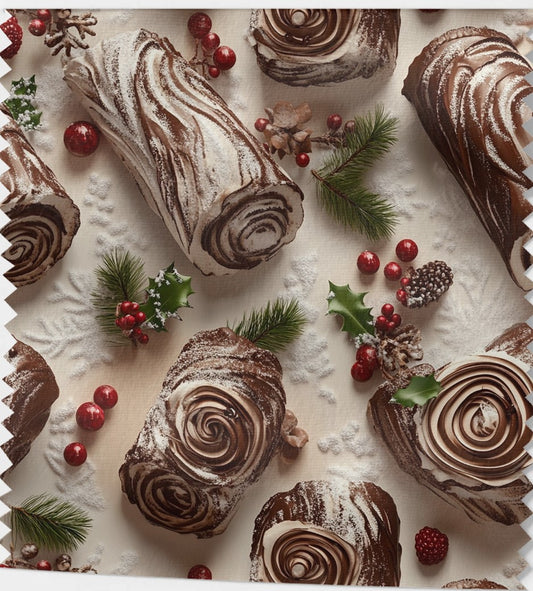 Tissu « Bûche de Noël Gourmande »