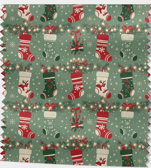 Tissu 100% coton OEKO-TEX – Motif Chaussettes de Noël