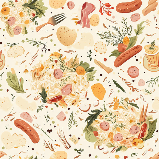 Tissu 100% Coton OEKOTEX - Thème "Saveurs d'Alsace"
