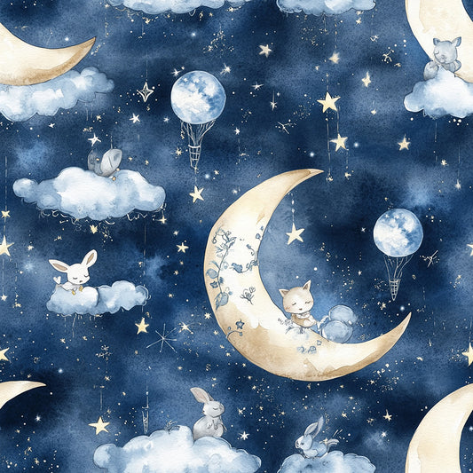 Tissu "Rêves de Lune et de Nuages"