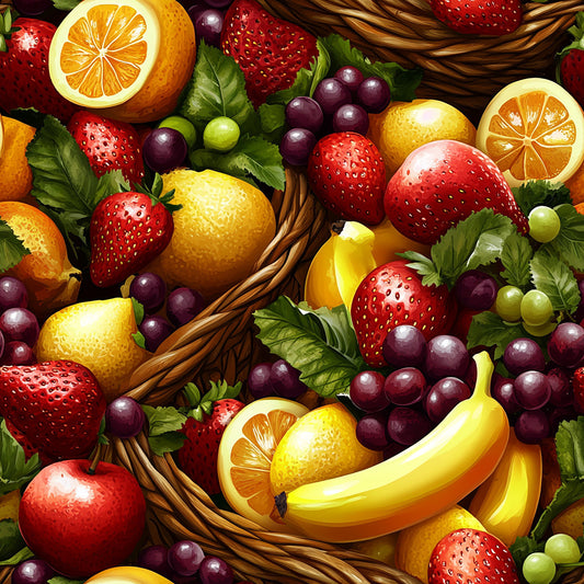 Tissu Panier de Fruits - 100% Coton OEKOTEX