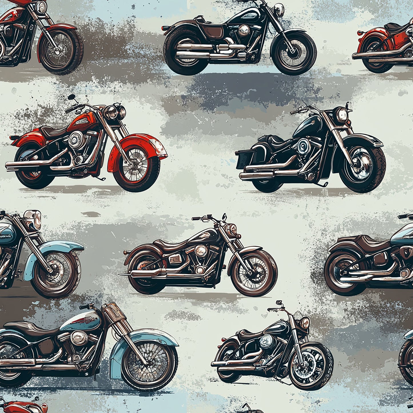 Tissu en coton 100% OEKOTEX – Motif "Motos Vintage"
