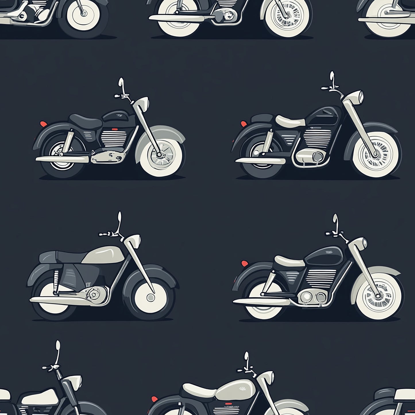 Tissu en coton 100% OEKOTEX – Motif "Motos Vintage"