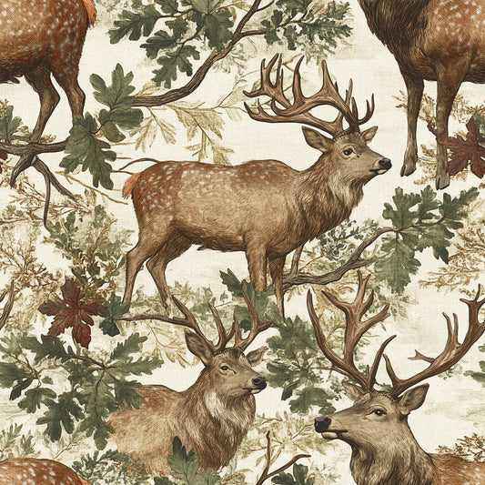 Tissu Majesté des Cerfs - 100% Coton OEKOTEX