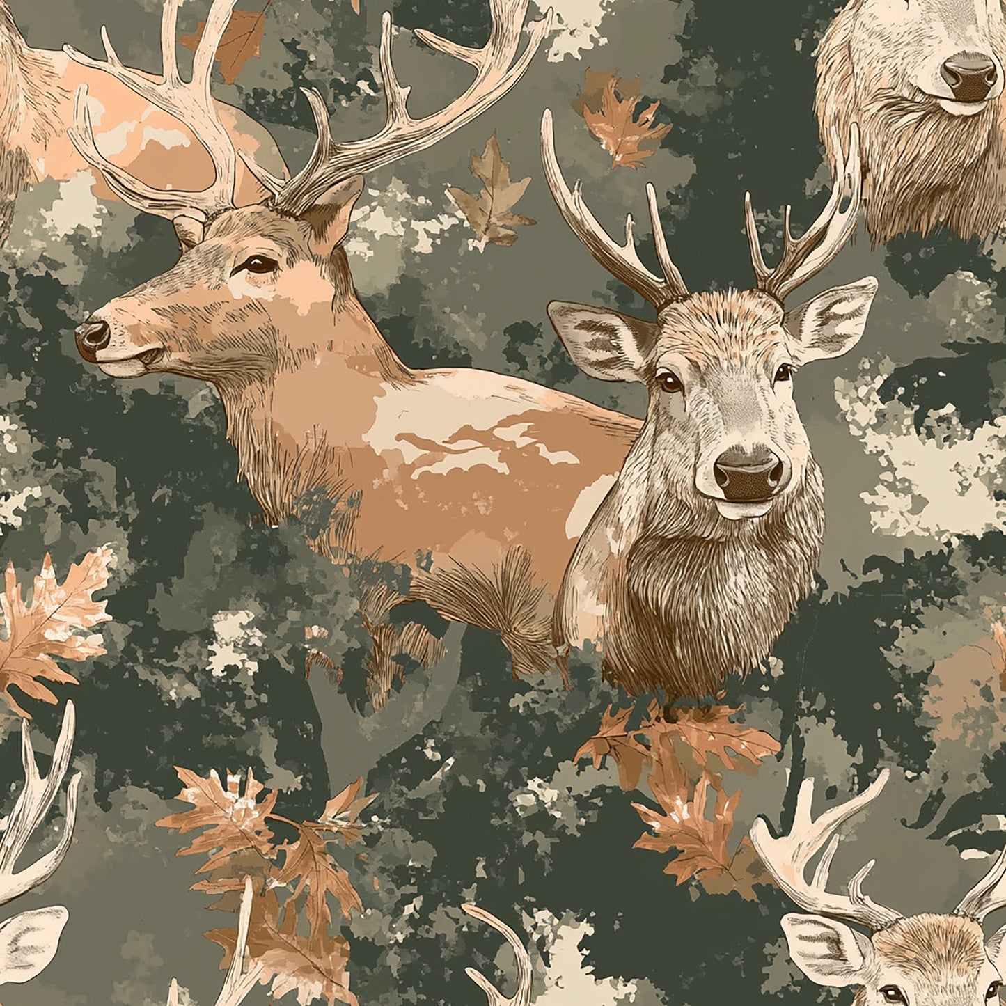 Tissu Majesté des Cerfs - 100% Coton OEKOTEX
