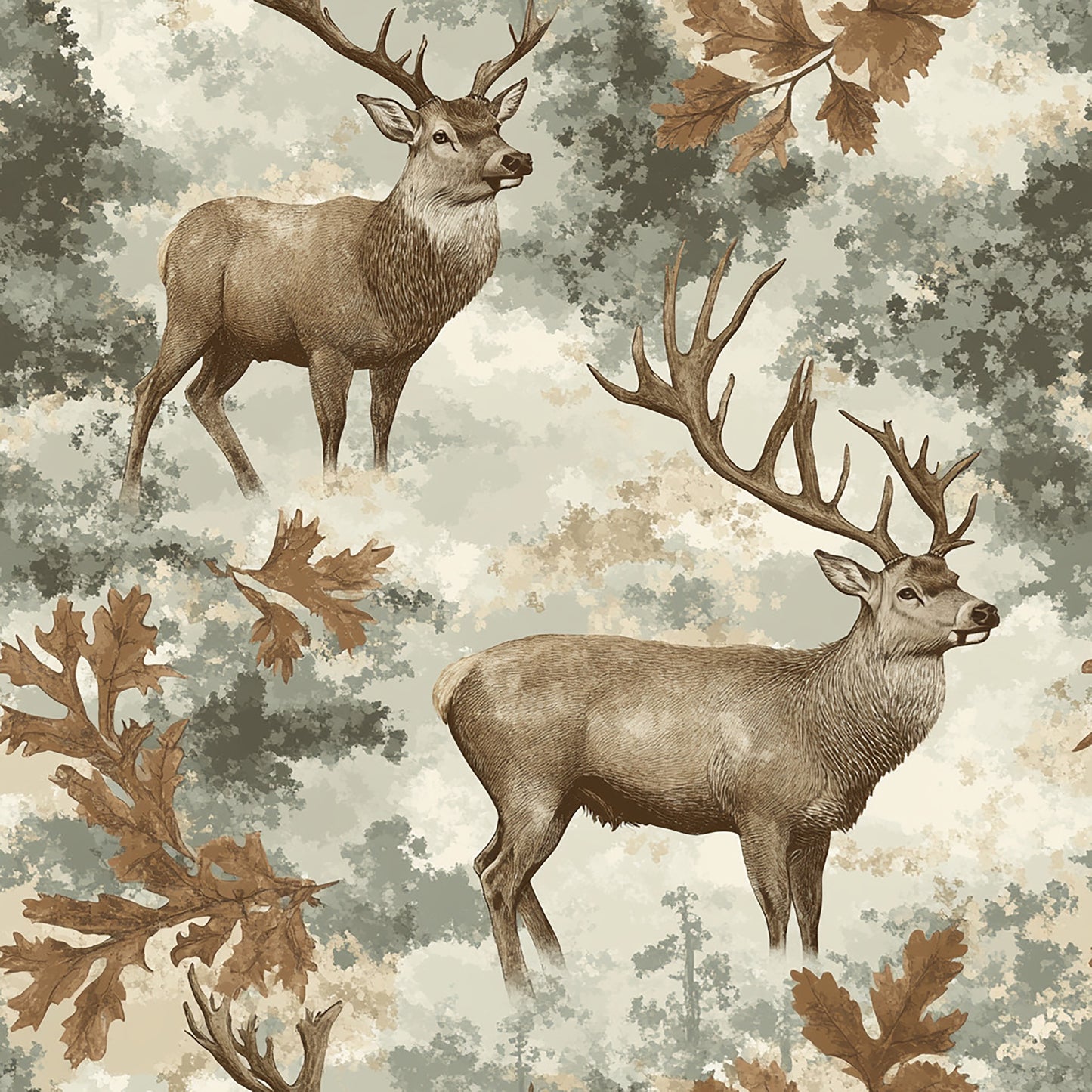 Tissu Majesté des Cerfs - 100% Coton OEKOTEX
