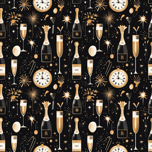 Tissu Festif Nouvel An Champagne
