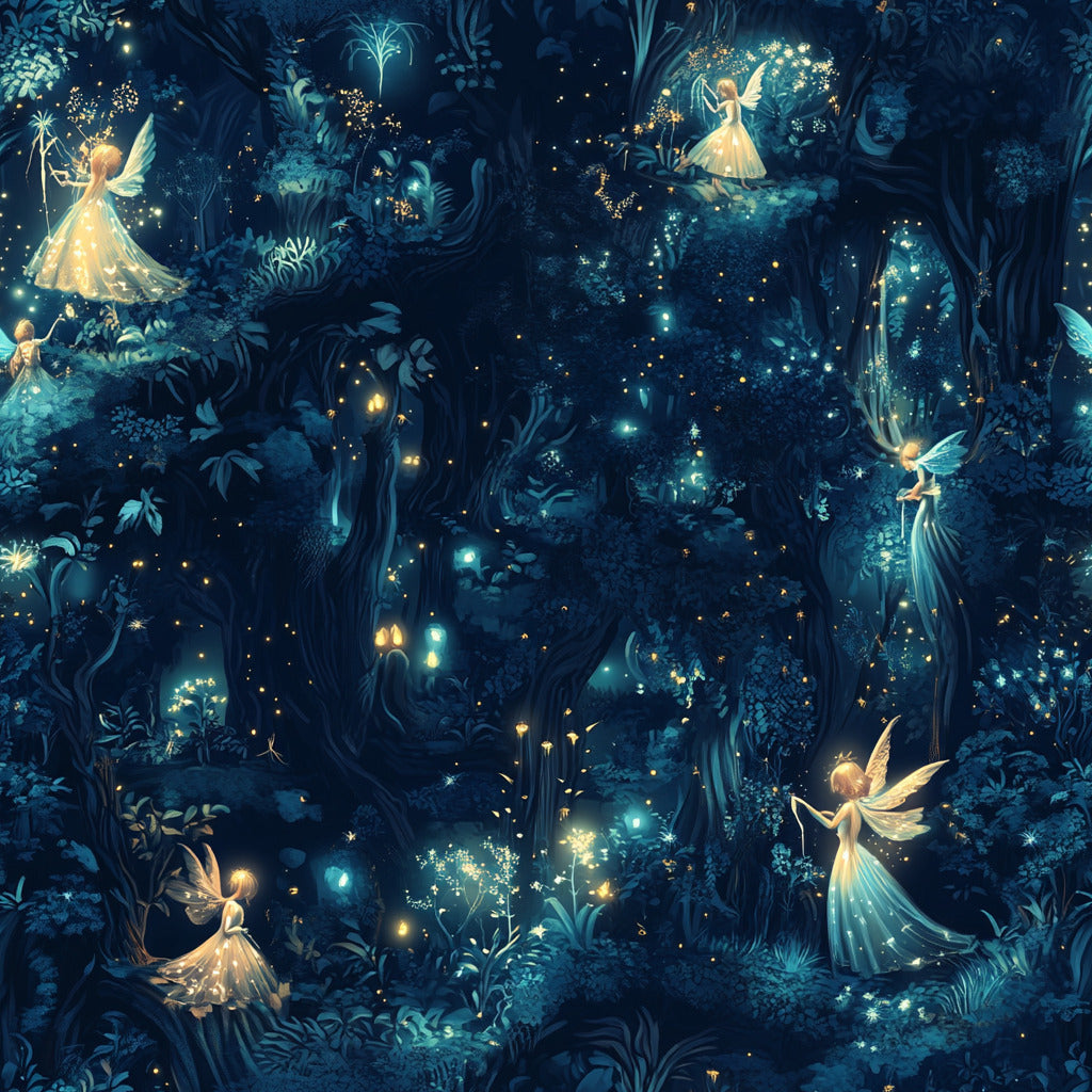Tissu Écologique "Forêt des Fées Lumineuses"