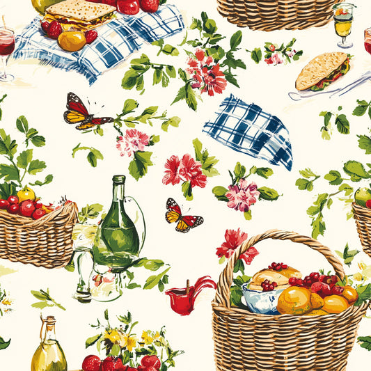 Tissu « Pique-Nique Champêtre » - 100% Écologique et Certifié OEKOTEX