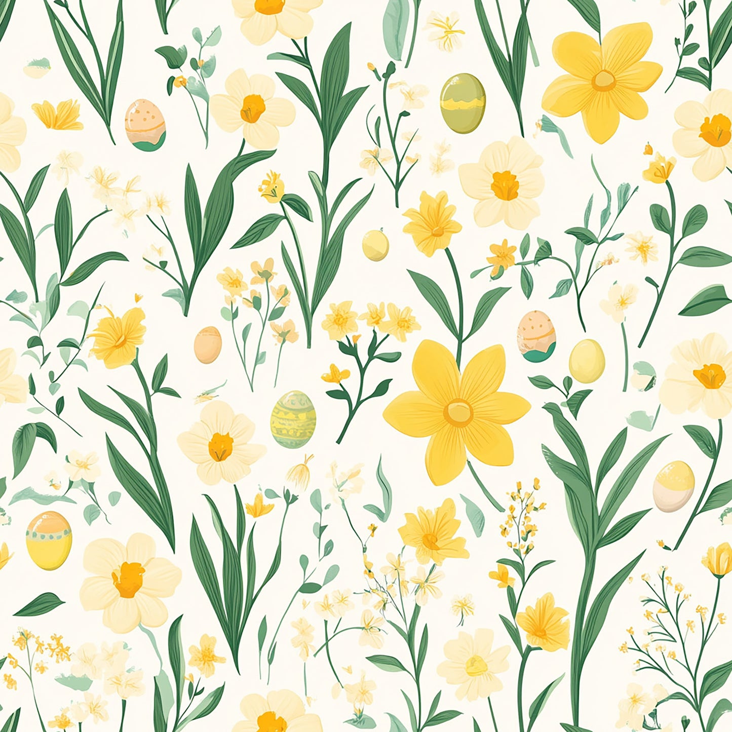 Tissu Floral Jaune Doux Pâques