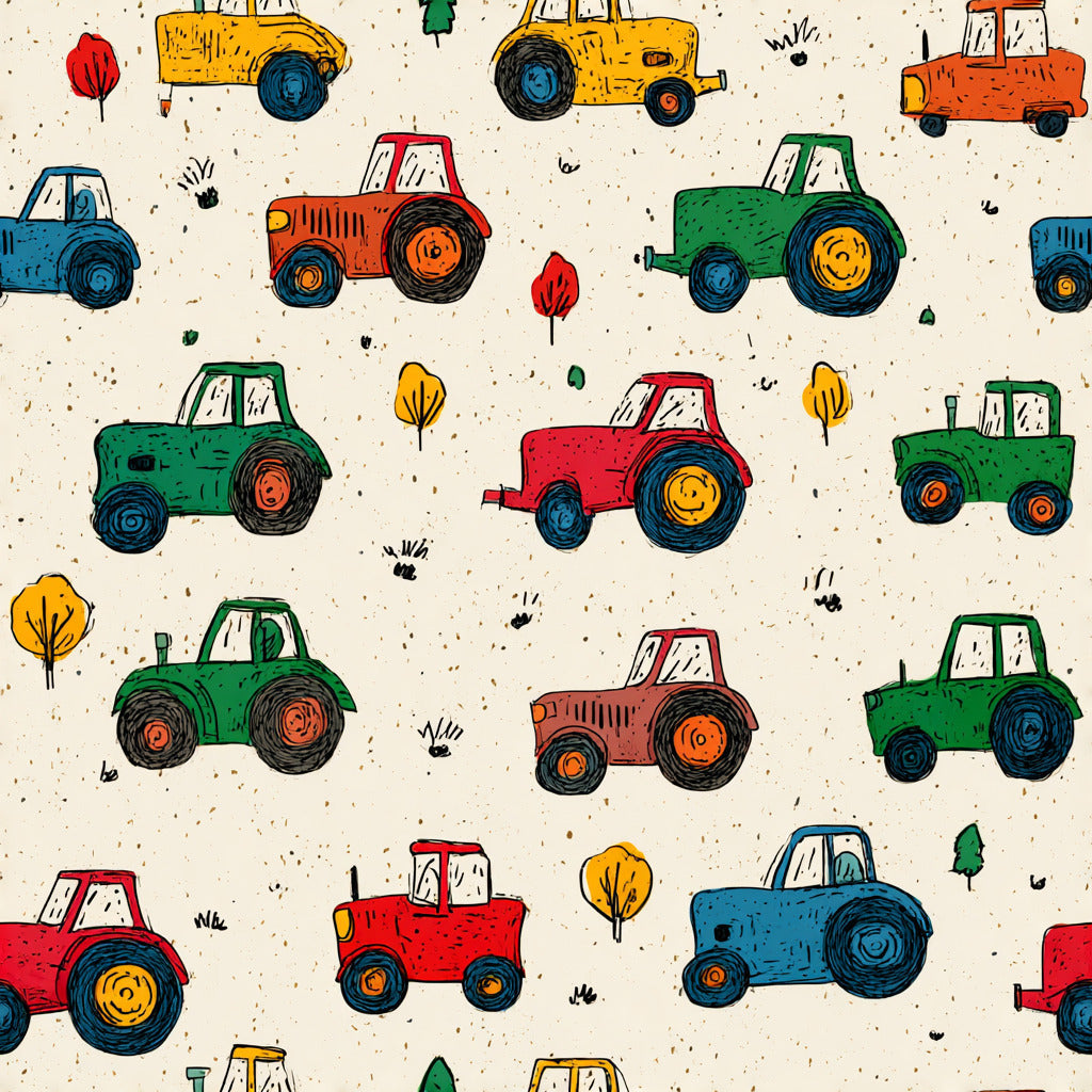 Tissu Coton "Tracteurs Rigolos"