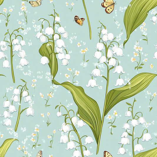 Tissu 100% Coton OEKOTEX - Motif Muguet