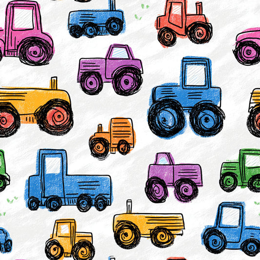 Tissu Coton "Tracteurs Rigolos"