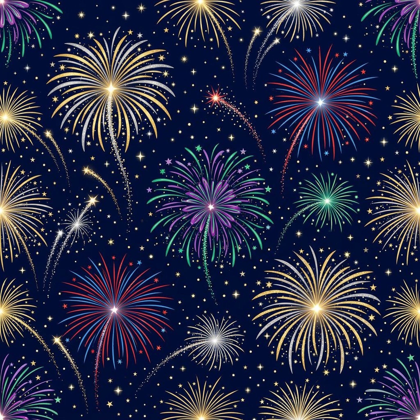 Tissu coton Oeko-Tex – Motif Feux d'Artifice