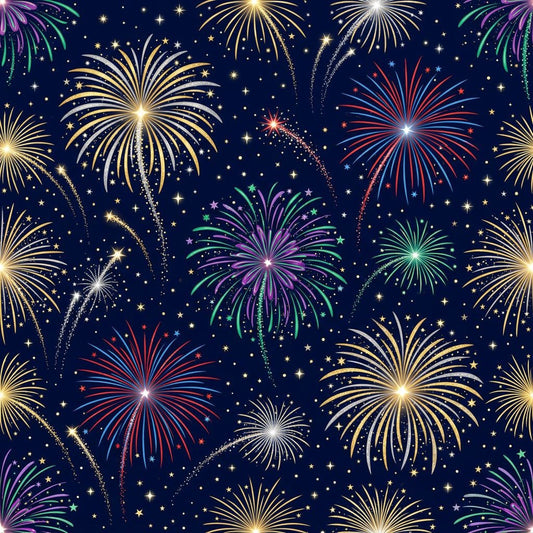 Tissu coton Oeko-Tex – Motif Feux d'Artifice