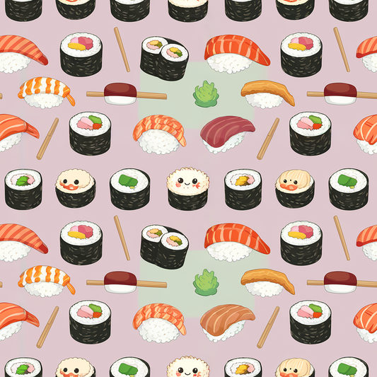 Tissu motif sushi  100% coton oekotex